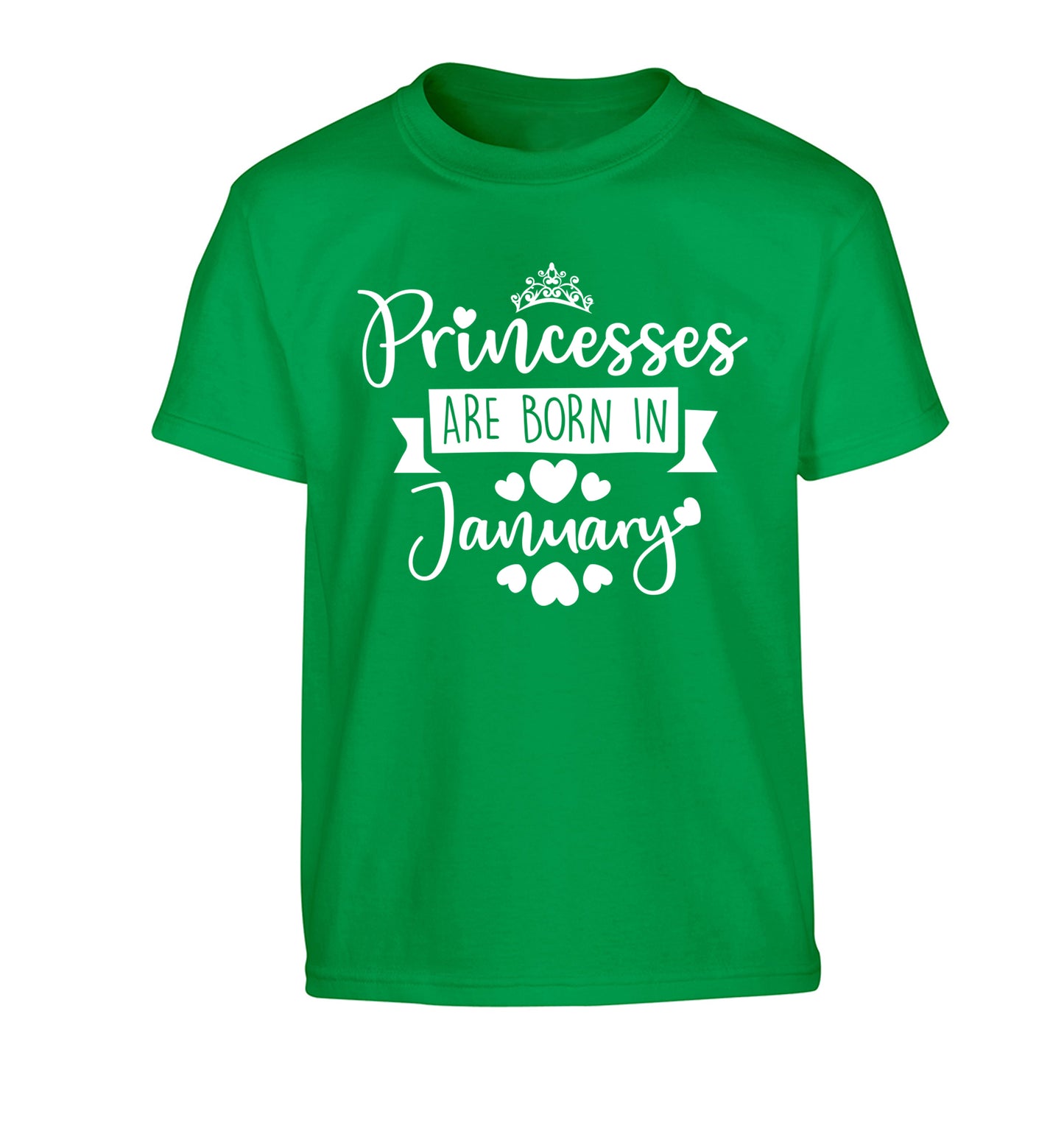 Princesses are born in January Children's green Tshirt 12-13 Years
