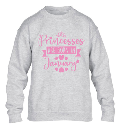 Princesses are born in January children's grey sweater 12-13 Years