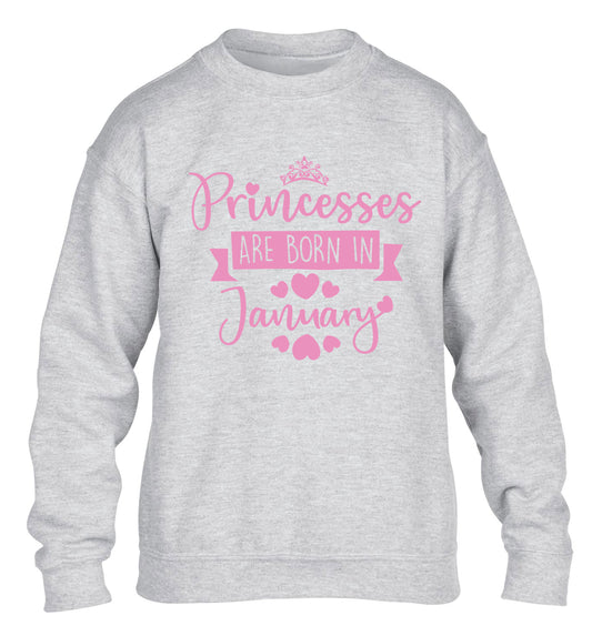 Princesses are born in January children's grey sweater 12-13 Years