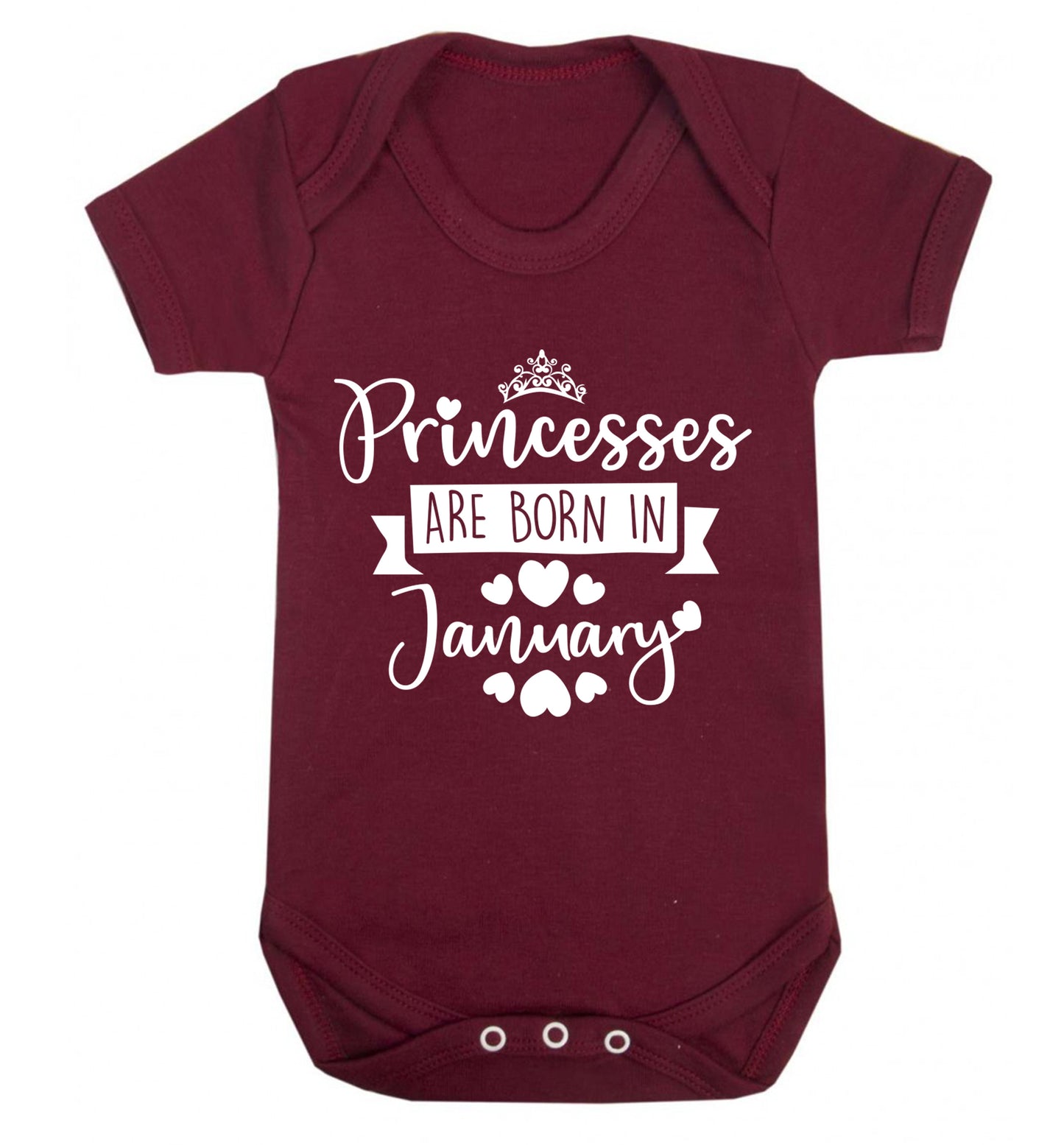 Princesses are born in January Baby Vest maroon 18-24 months