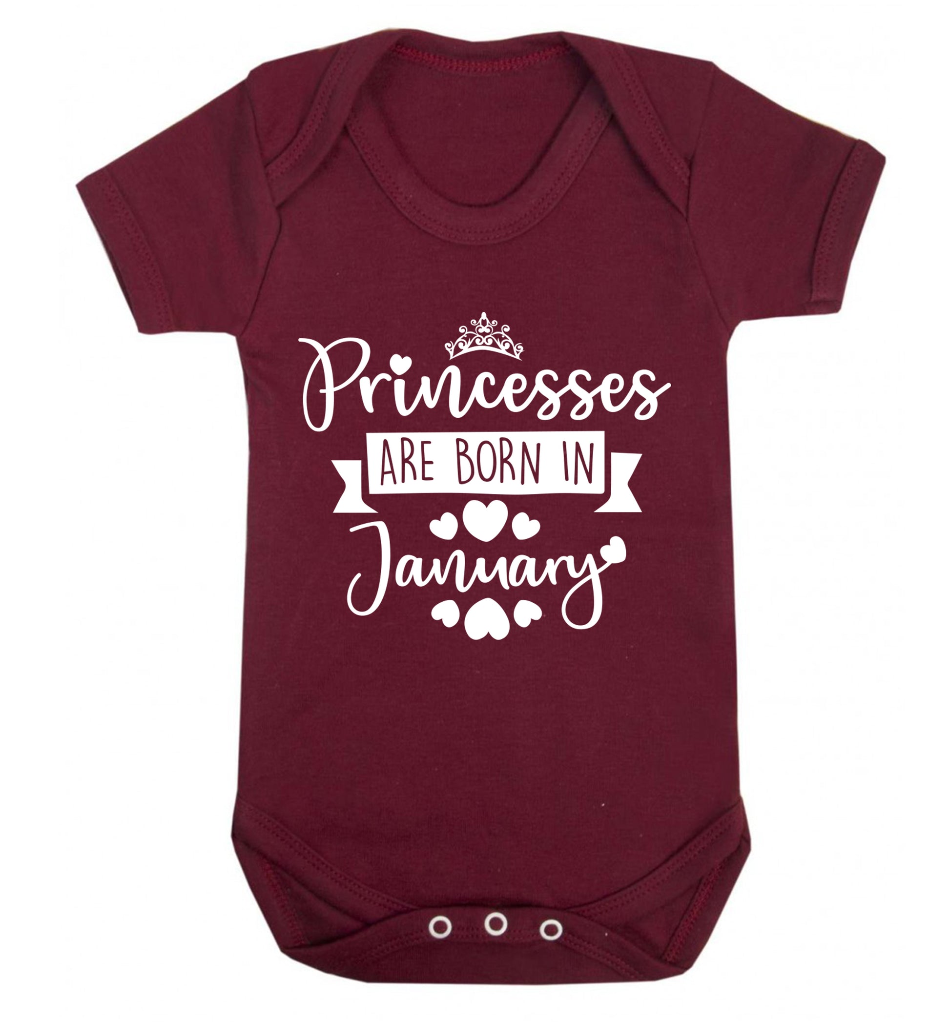 Princesses are born in January Baby Vest maroon 18-24 months