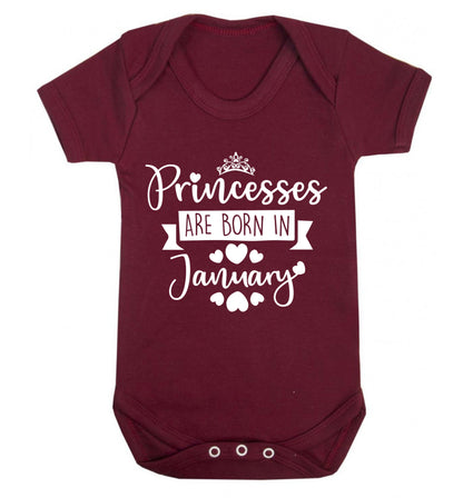 Princesses are born in January Baby Vest maroon 18-24 months