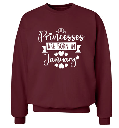 Princesses are born in January Adult's unisex maroon Sweater 2XL