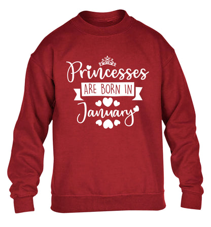 Princesses are born in January children's grey sweater 12-13 Years