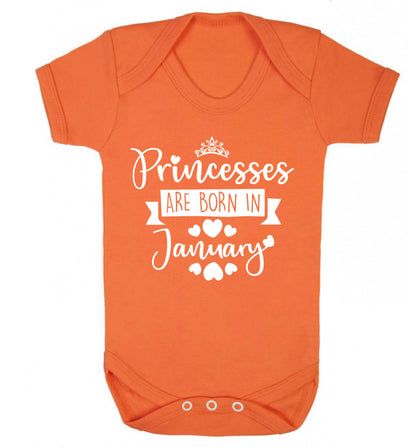 Princesses are born in January Baby Vest orange 18-24 months