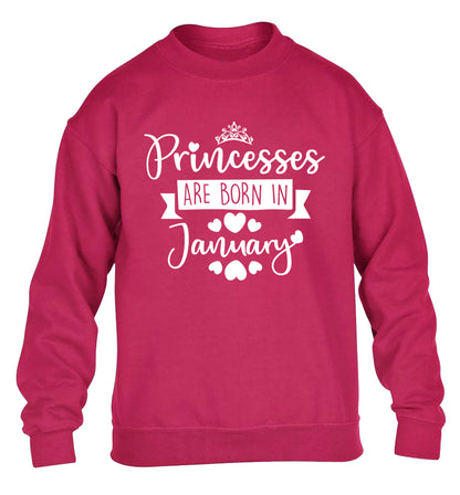 Princesses are born in January children's pink sweater 12-13 Years