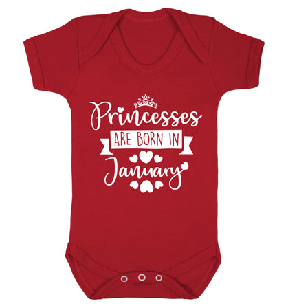 Princesses are born in January Baby Vest red 18-24 months