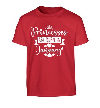 Princesses are born in January Children's red Tshirt 12-13 Years