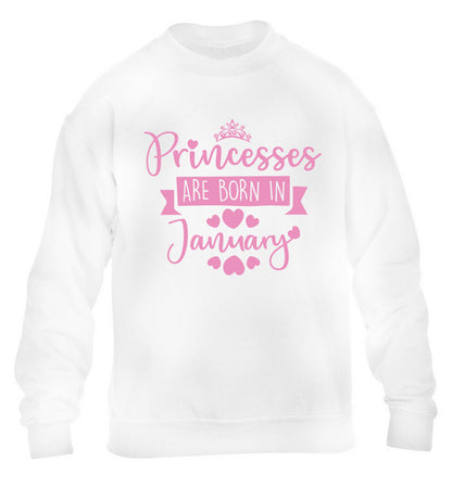 Princesses are born in January children's white sweater 12-13 Years