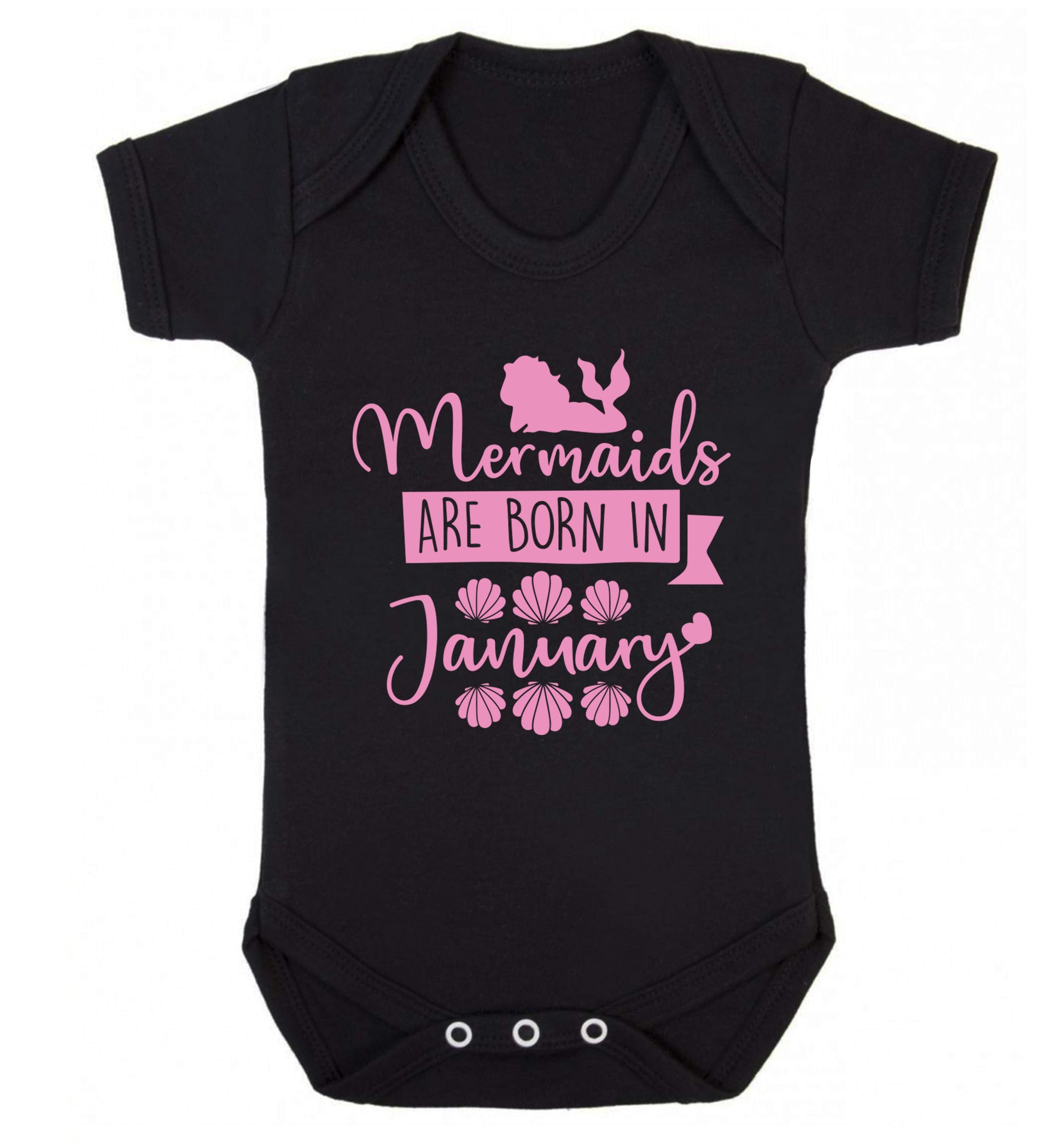 Mermaids are born in January Baby Vest black 18-24 months