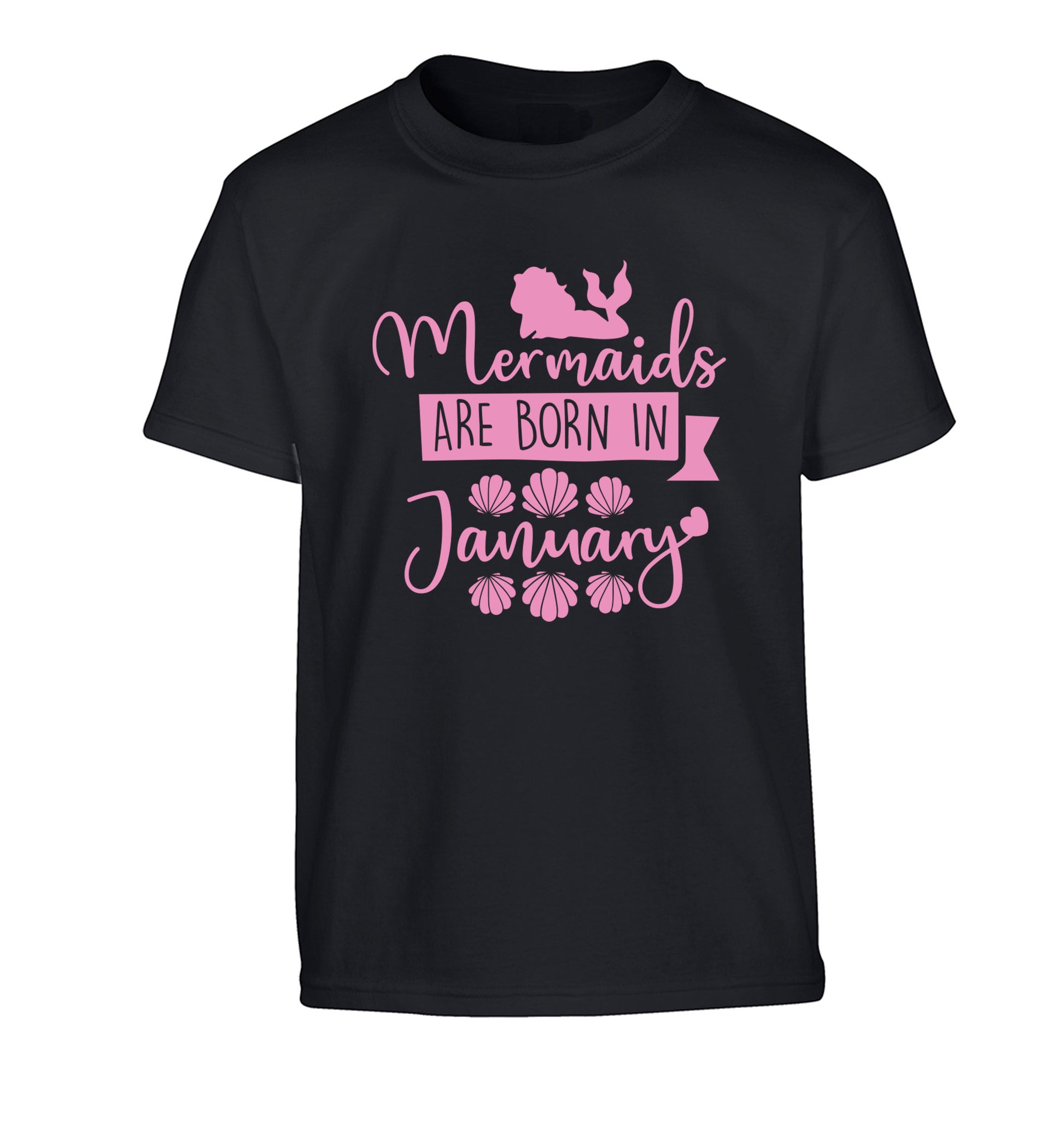 Mermaids are born in January Children's black Tshirt 12-13 Years