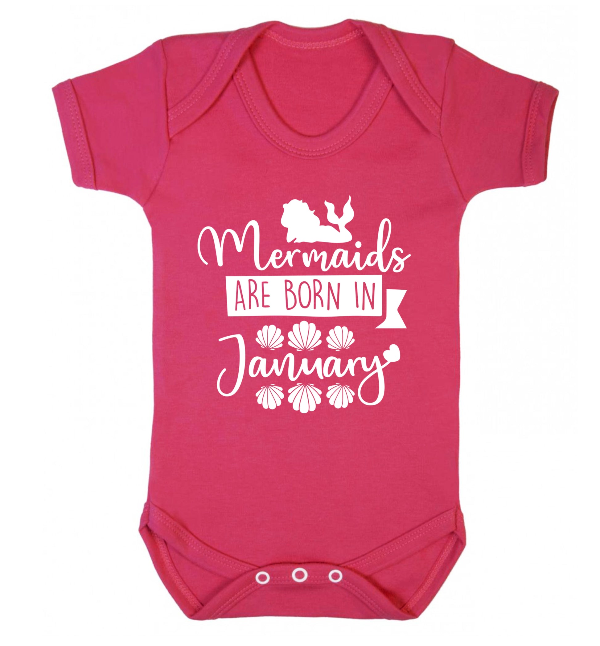 Mermaids are born in January Baby Vest dark pink 18-24 months