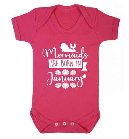 Mermaids are born in January Baby Vest dark pink 18-24 months
