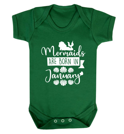 Mermaids are born in January Baby Vest green 18-24 months