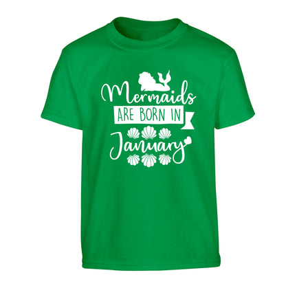 Mermaids are born in January Children's green Tshirt 12-13 Years