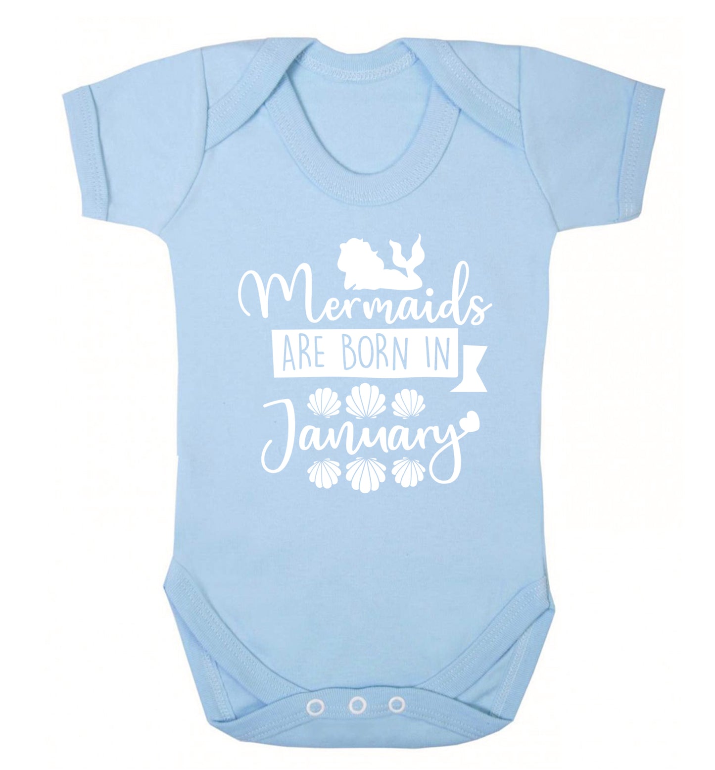 Mermaids are born in January Baby Vest pale blue 18-24 months