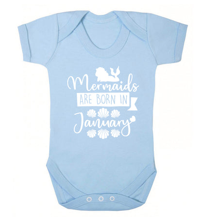 Mermaids are born in January Baby Vest pale blue 18-24 months