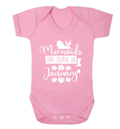 Mermaids are born in January Baby Vest pale pink 18-24 months