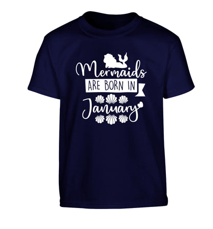 Mermaids are born in January Children's navy Tshirt 12-13 Years