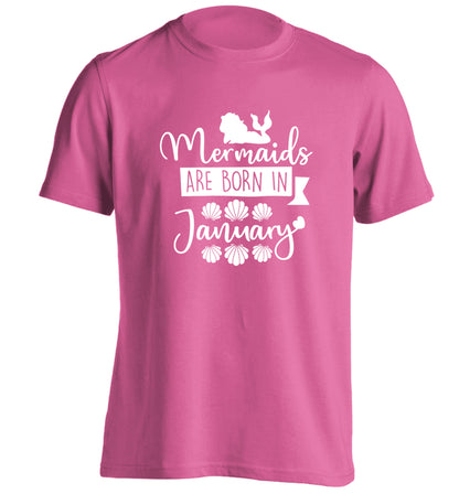 Mermaids are born in January adults unisex pink Tshirt 2XL