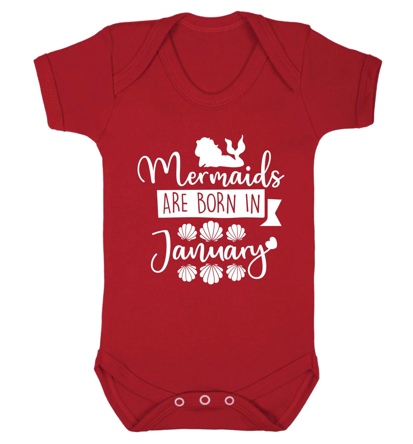 Mermaids are born in January Baby Vest red 18-24 months