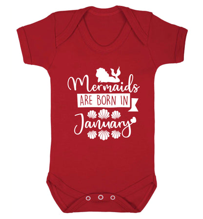 Mermaids are born in January Baby Vest red 18-24 months