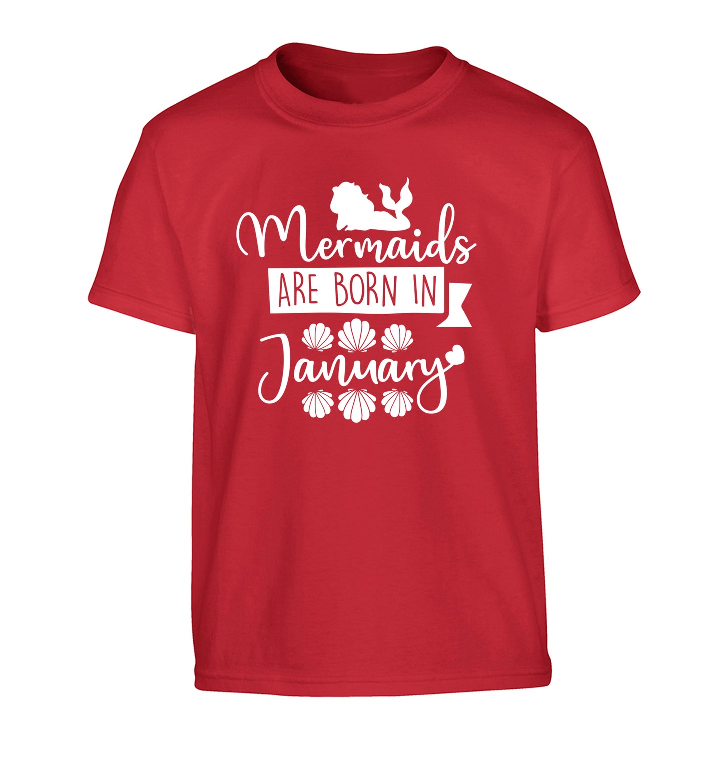 Mermaids are born in January Children's red Tshirt 12-13 Years