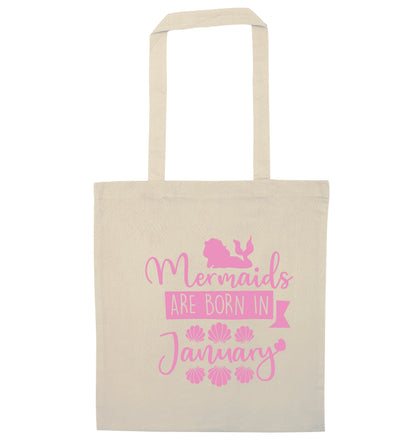 Mermaids are born in January natural tote bag