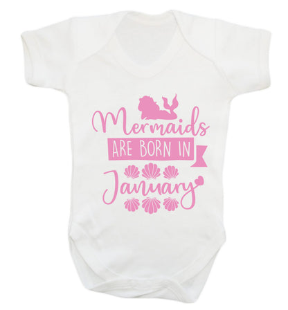 Mermaids are born in January Baby Vest white 18-24 months