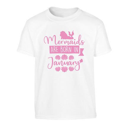 Mermaids are born in January Children's white Tshirt 12-13 Years