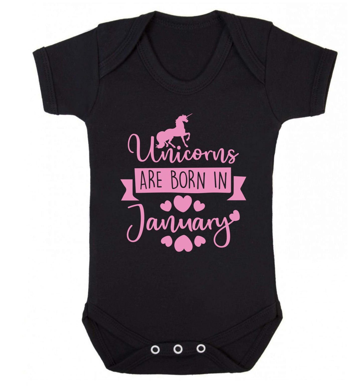 Unicorns are born in January Baby Vest black 18-24 months