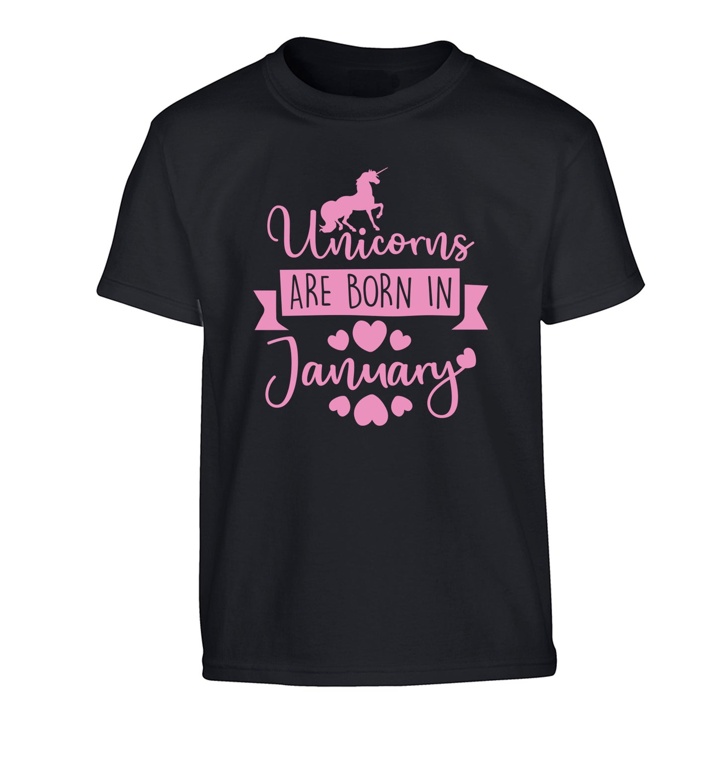 Unicorns are born in January Children's black Tshirt 12-13 Years