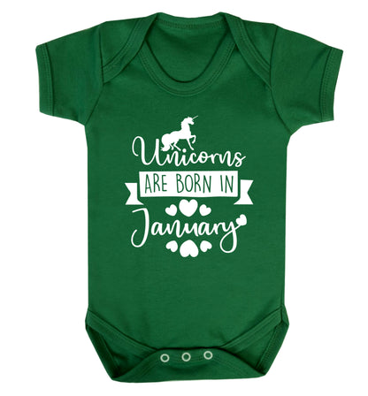 Unicorns are born in January Baby Vest green 18-24 months