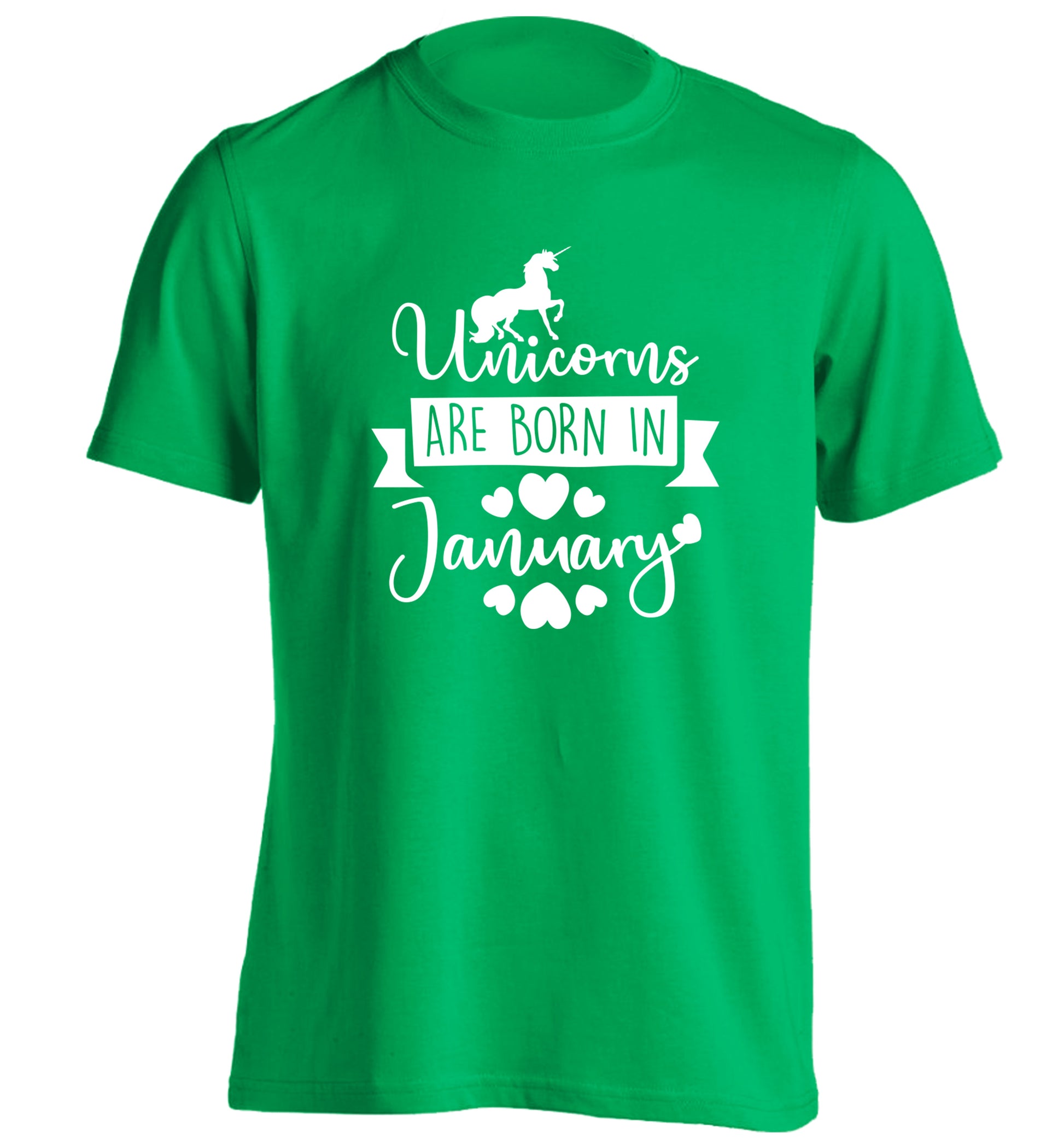 Unicorns are born in January adults unisex green Tshirt 2XL