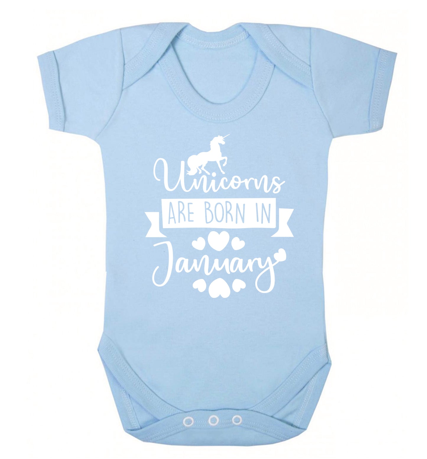 Unicorns are born in January Baby Vest pale blue 18-24 months