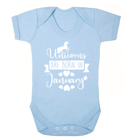 Unicorns are born in January Baby Vest pale blue 18-24 months