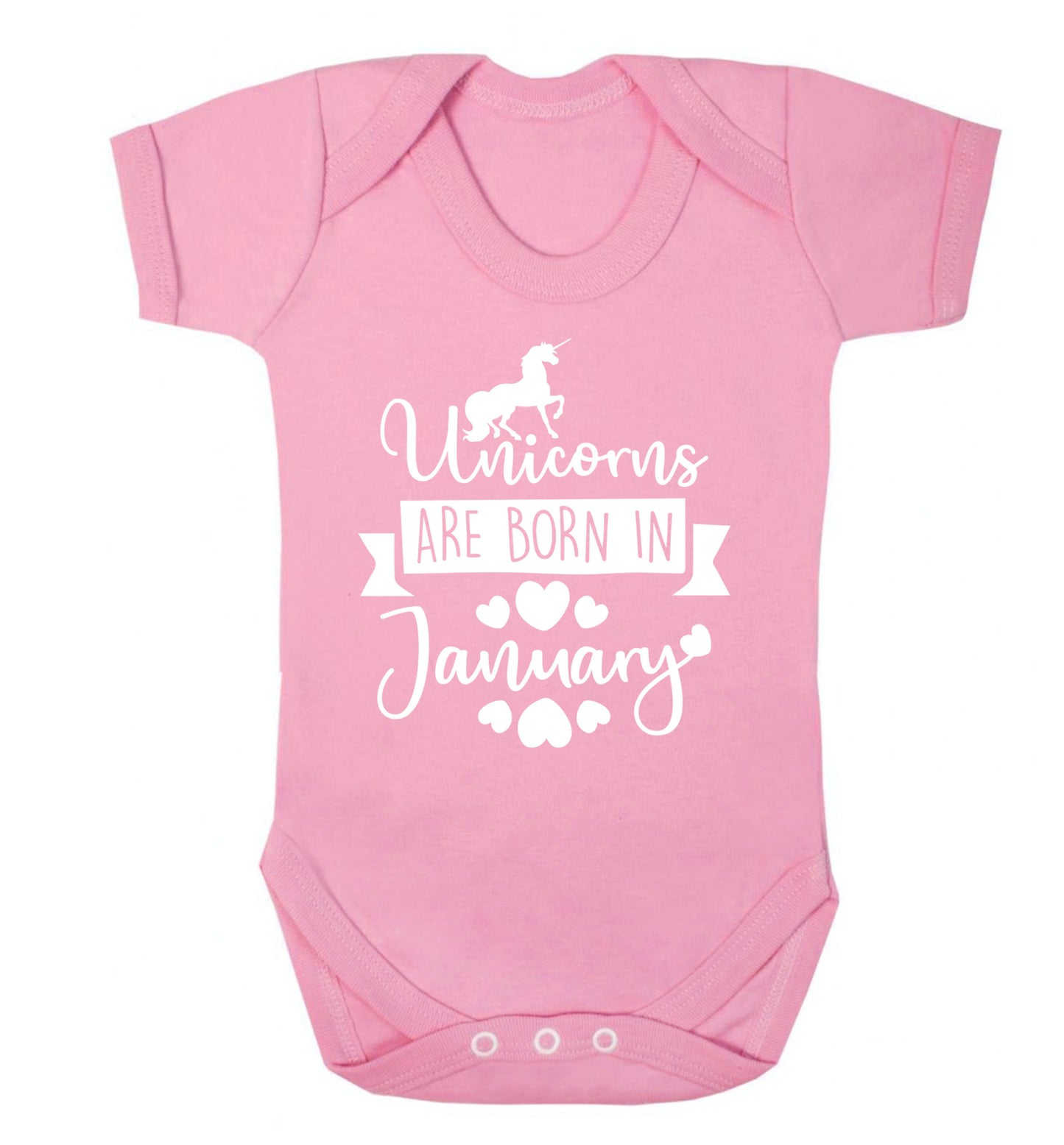Unicorns are born in January Baby Vest pale pink 18-24 months