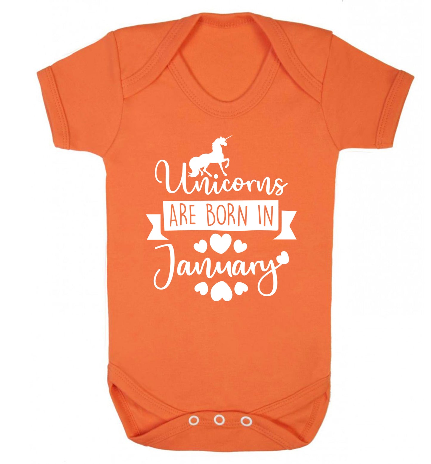 Unicorns are born in January Baby Vest orange 18-24 months