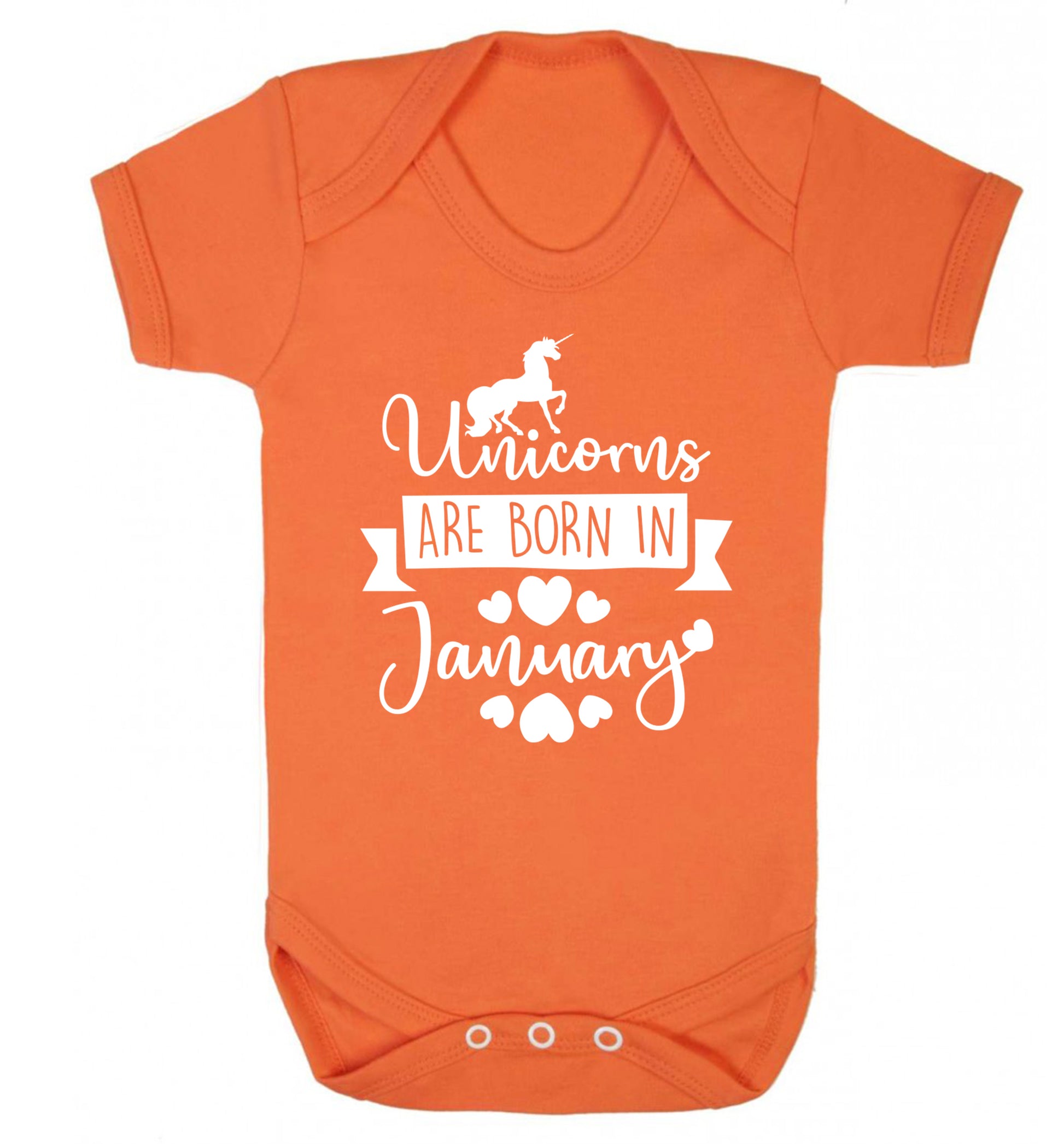Unicorns are born in January Baby Vest orange 18-24 months