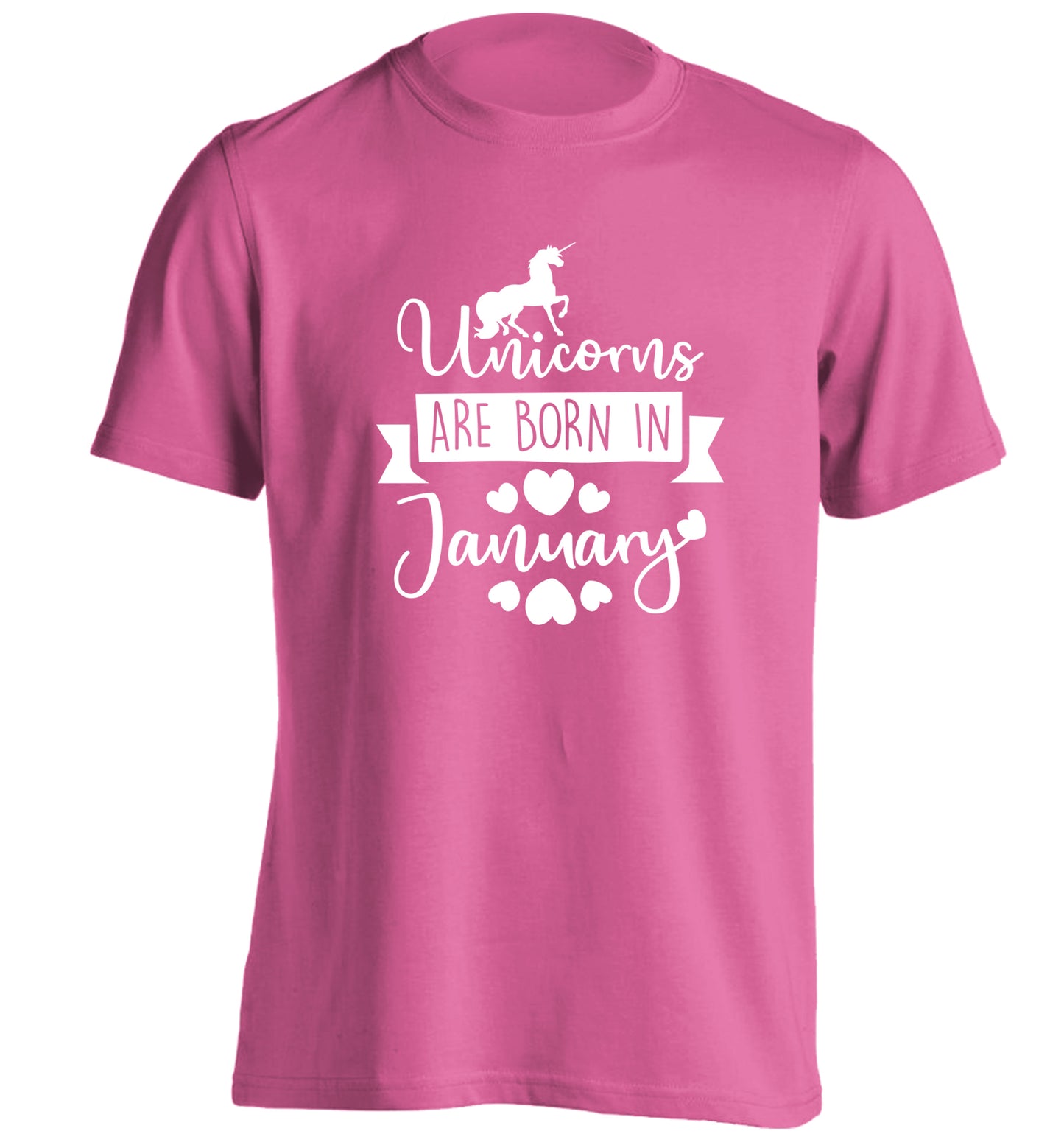 Unicorns are born in January adults unisex pink Tshirt 2XL