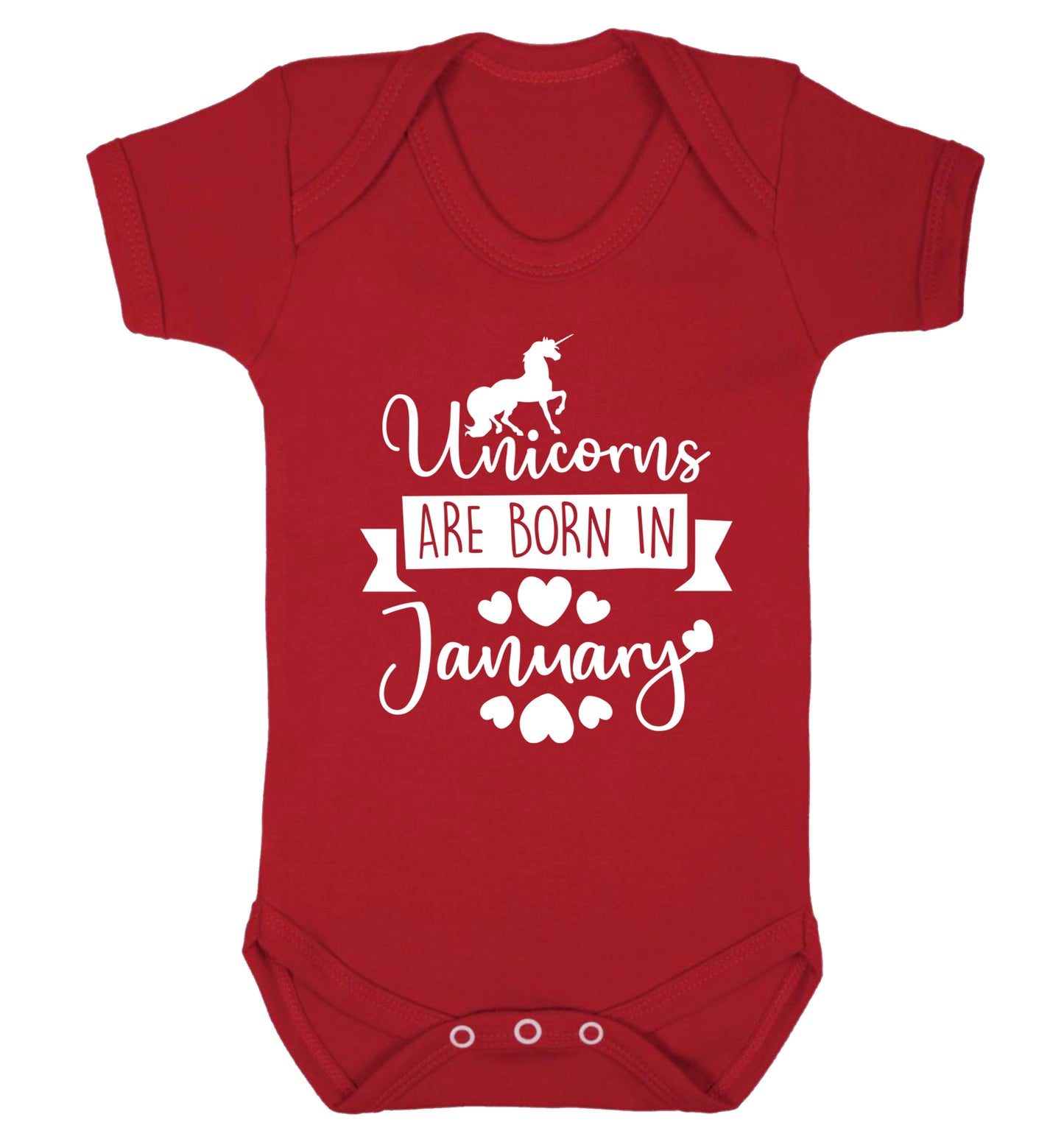 Unicorns are born in January Baby Vest red 18-24 months