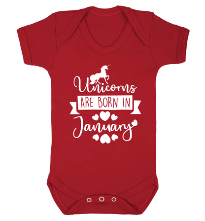 Unicorns are born in January Baby Vest red 18-24 months