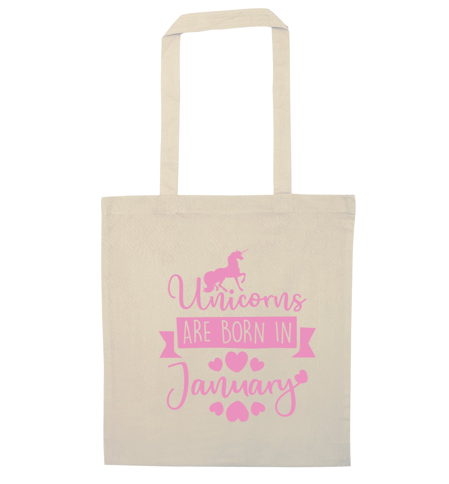 Unicorns are born in January natural tote bag