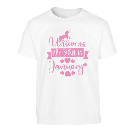 Unicorns are born in January Children's white Tshirt 12-13 Years