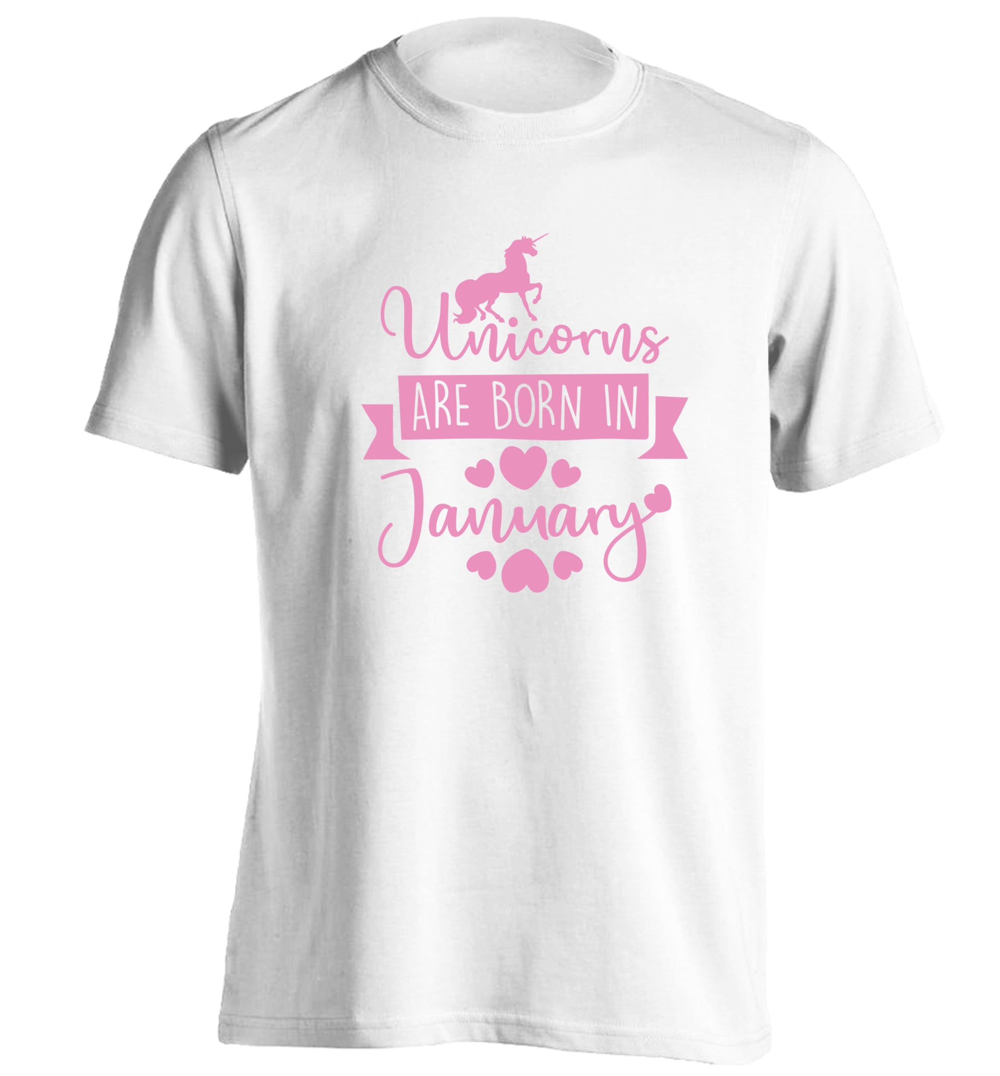 Unicorns are born in January adults unisex white Tshirt 2XL