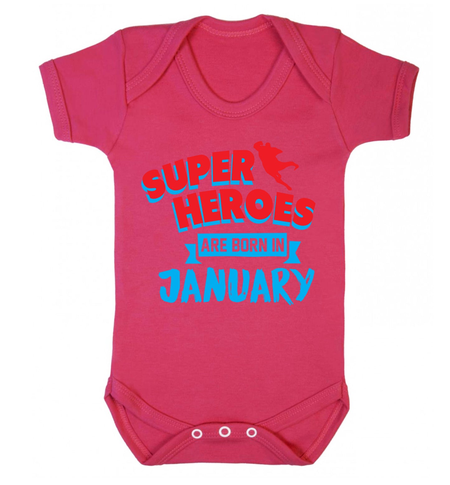 Superheros are born in January Baby Vest dark pink 18-24 months