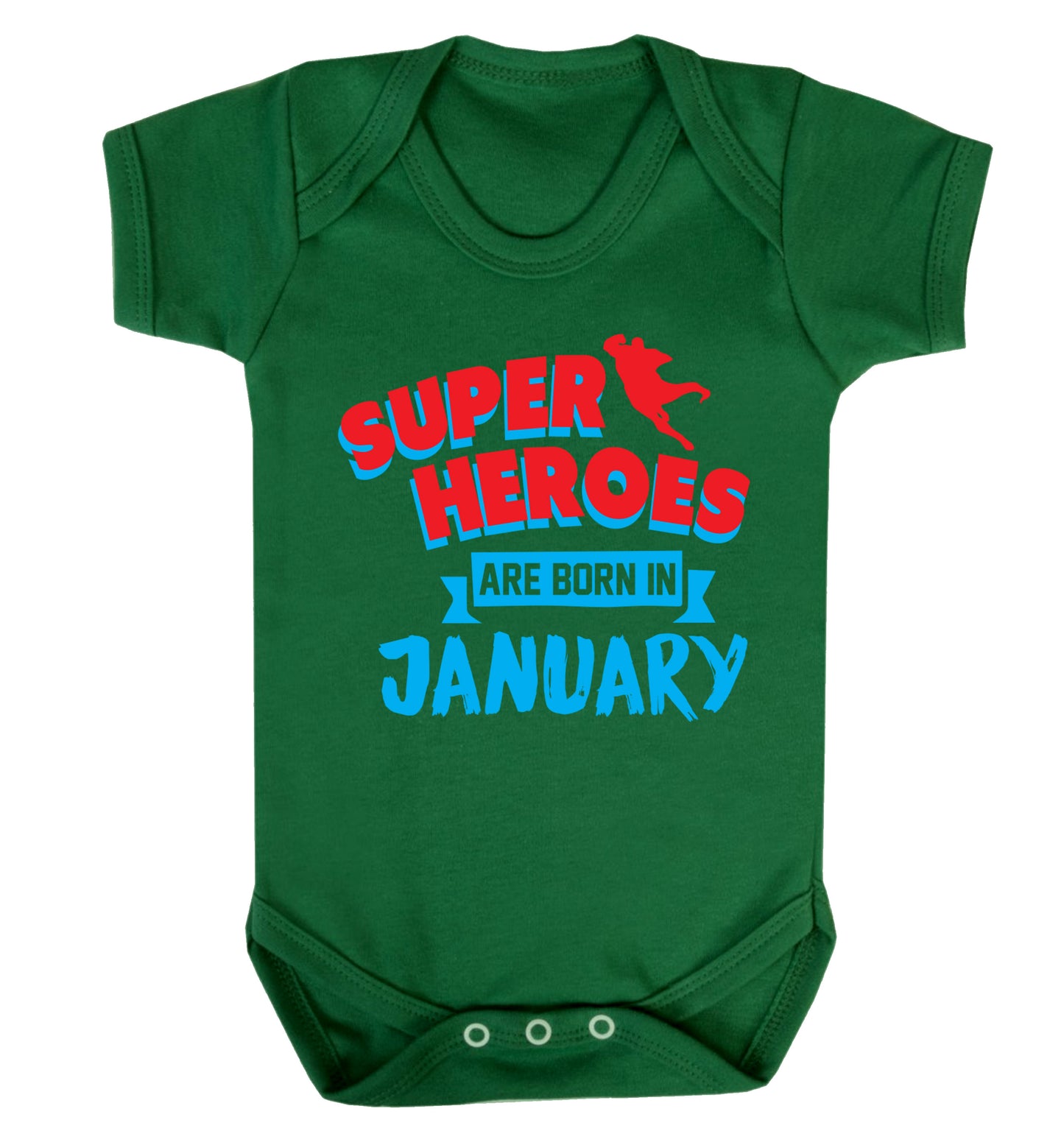 Superheros are born in January Baby Vest green 18-24 months