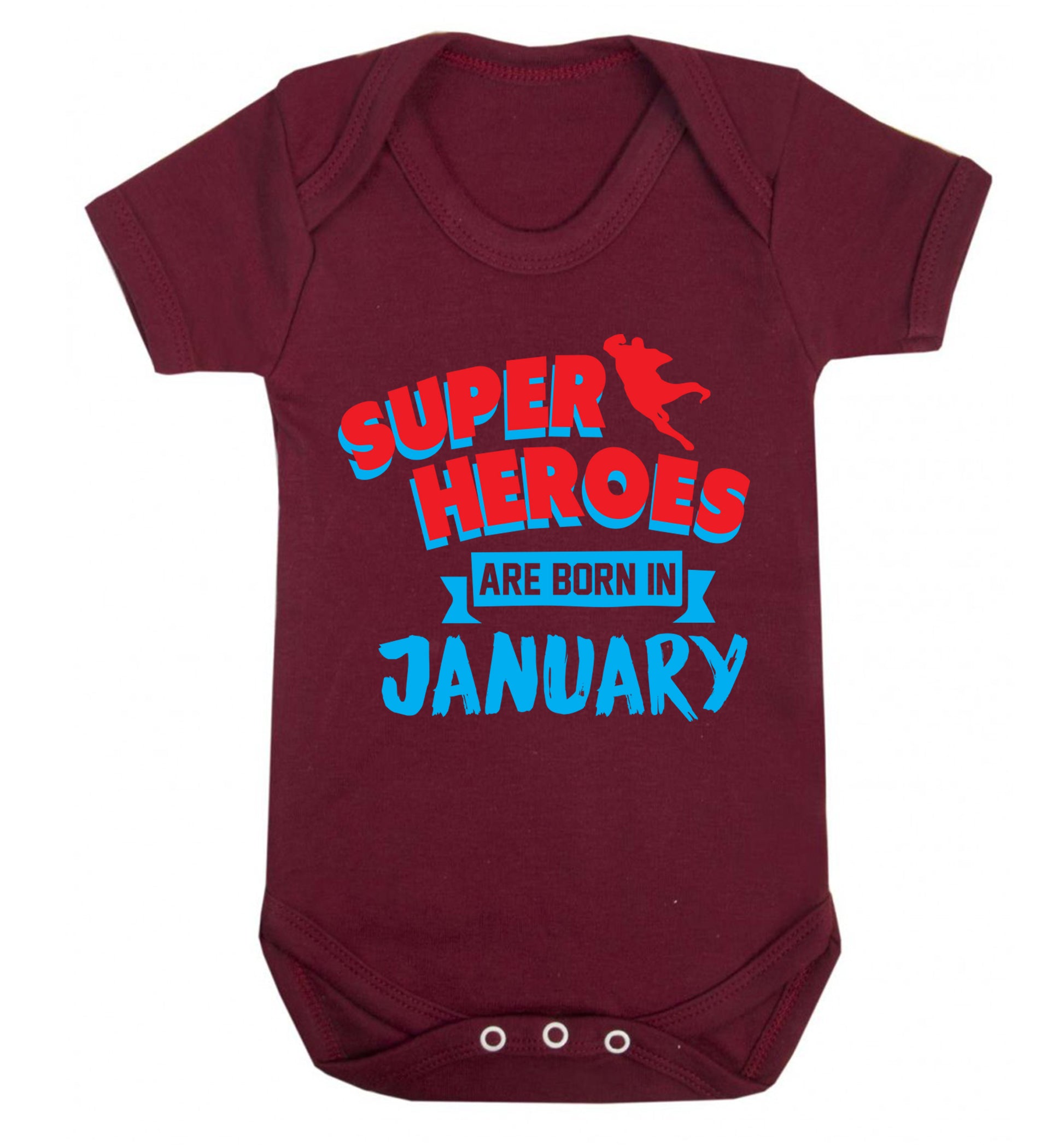 Superheros are born in January Baby Vest maroon 18-24 months