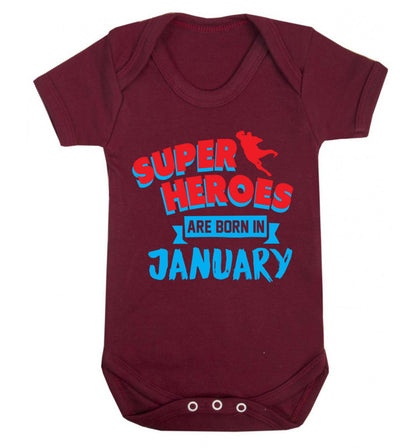 Superheros are born in January Baby Vest maroon 18-24 months