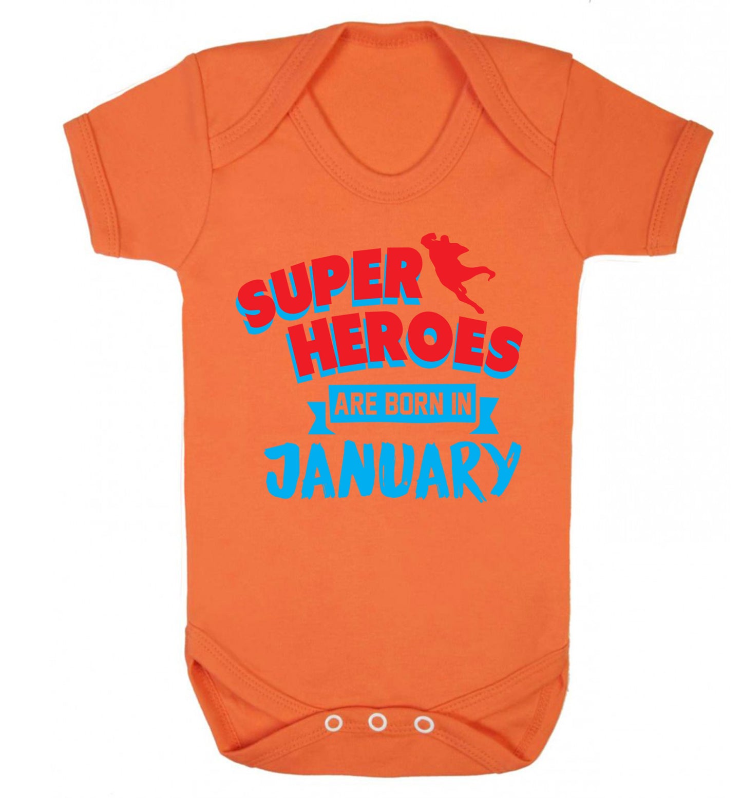 Superheros are born in January Baby Vest orange 18-24 months